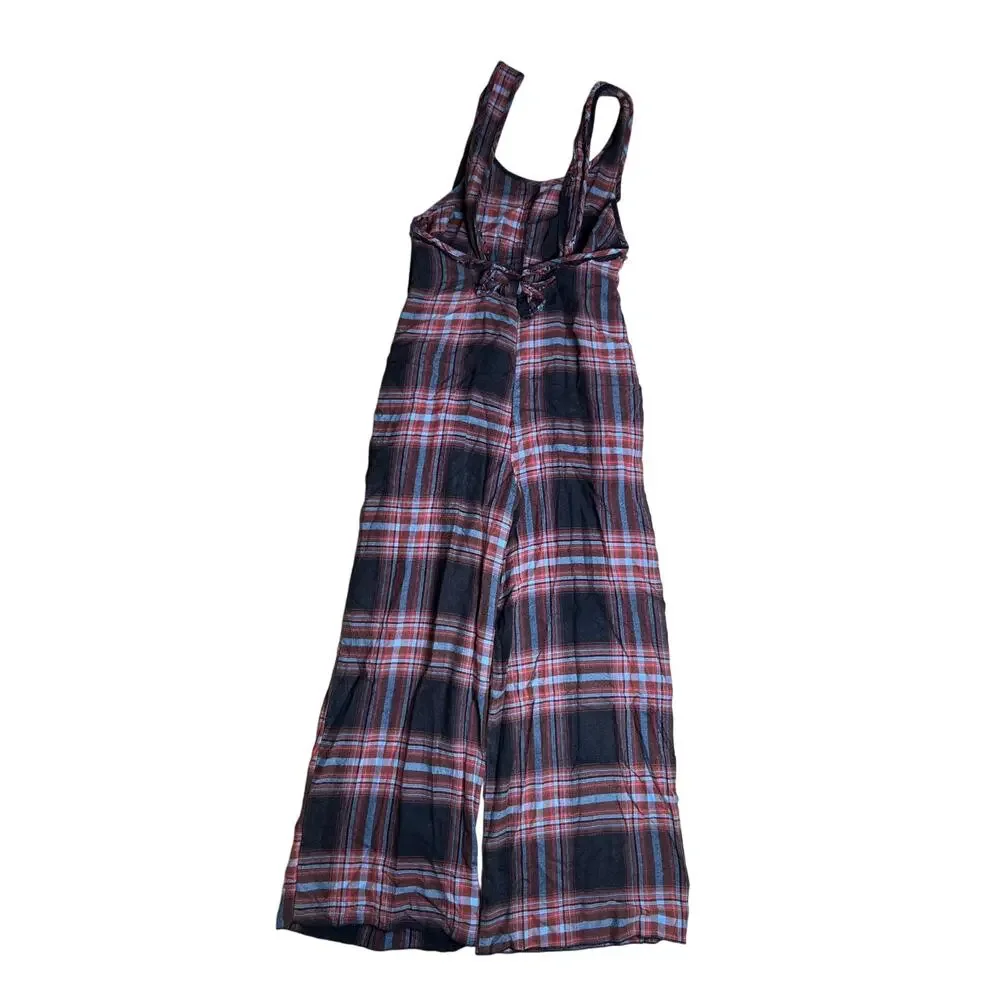 Free People Plaid Red/Black Jumpsuit Size S